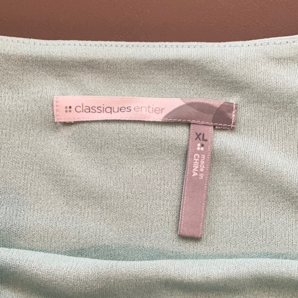 Classiques Entier Silk Aqua Square Neck Ruched Front Tank Top Women Size XL - Picture 4 of 9